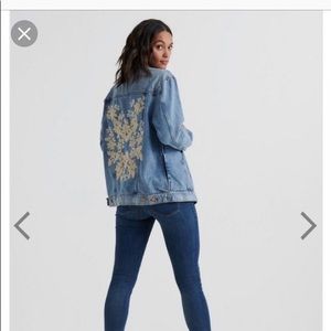Lucky Brand Chenille Oversized Trucker Jean Jacket